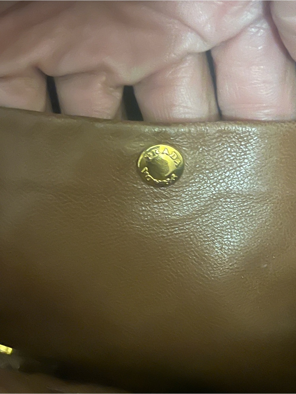 Prada Brown Leather Shoulder Bag with Gold Logo - Picture 10 of 13
